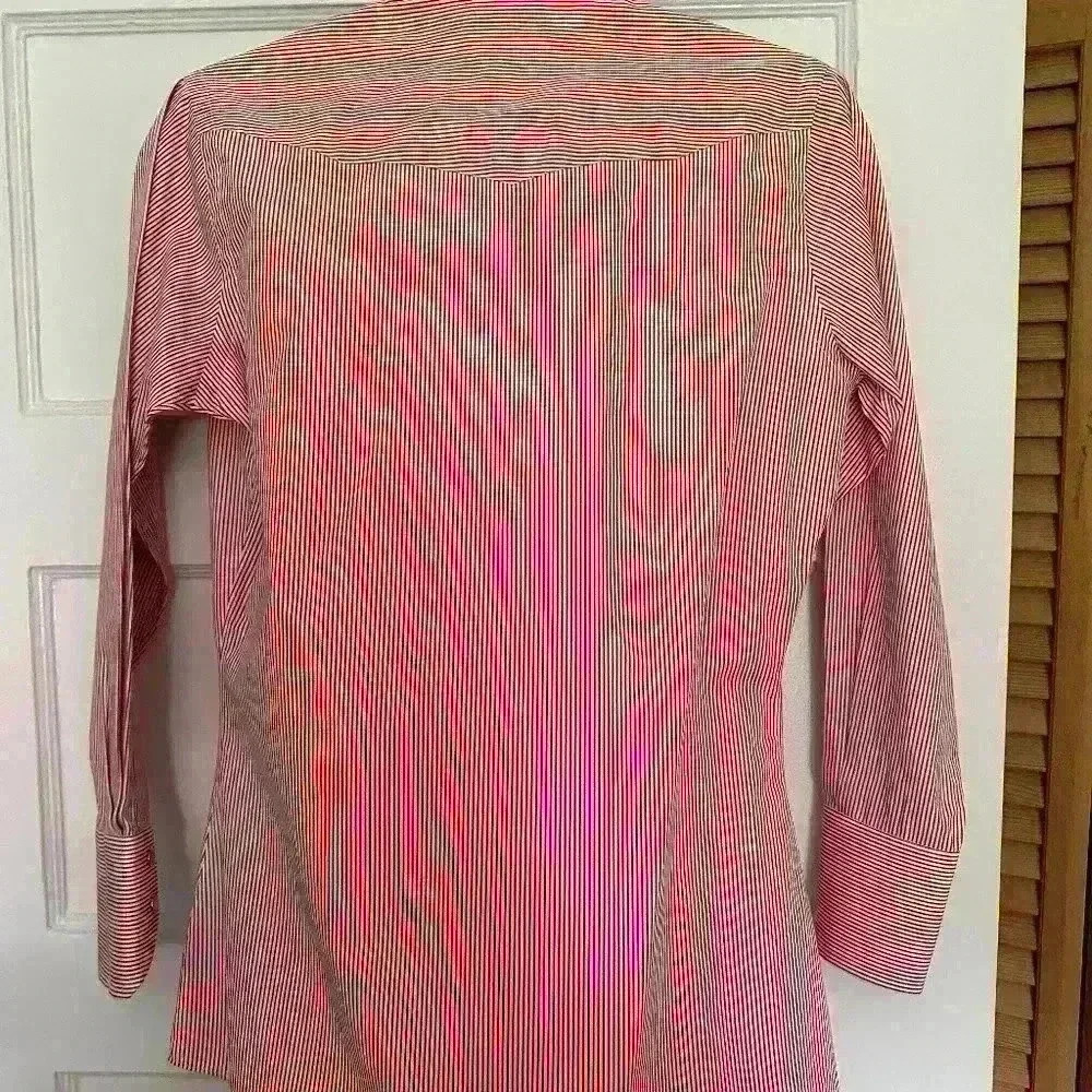 Pre-Owned Cynthia Munro Pink Pinstripe Hadfield Cuff Shirt -Pearlized buttons - Picture 6 of 8
